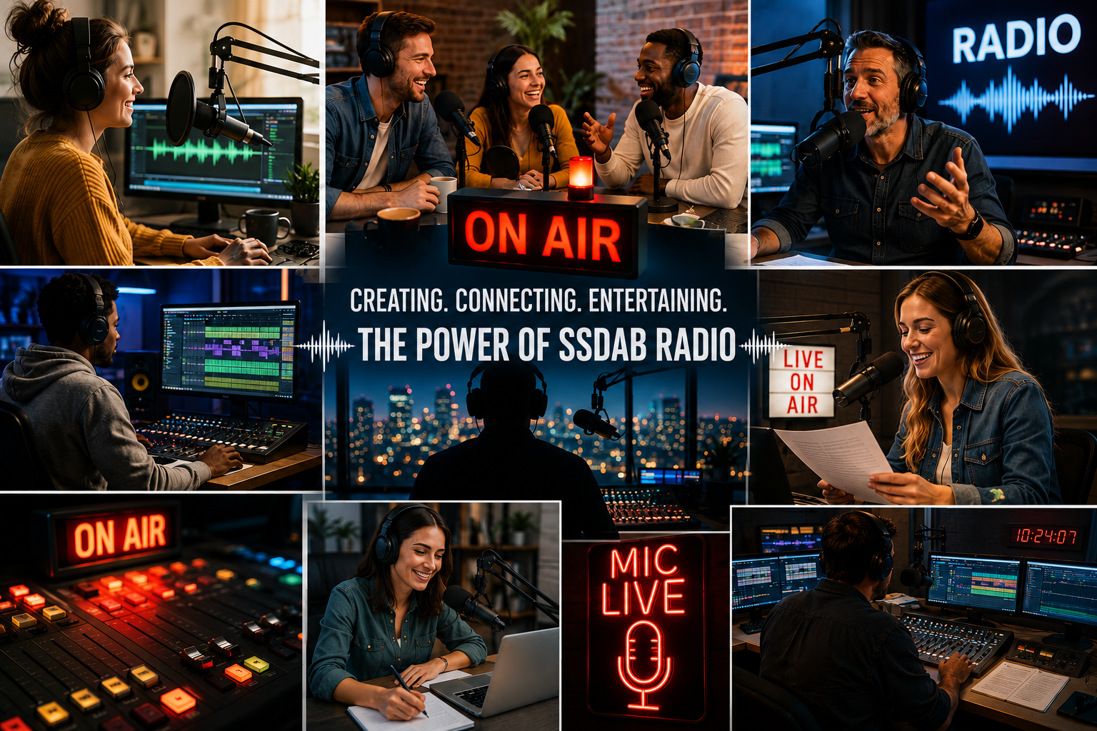 Radio broadcasters on air — Creating, Connecting, Entertaining with SSDAB Radio